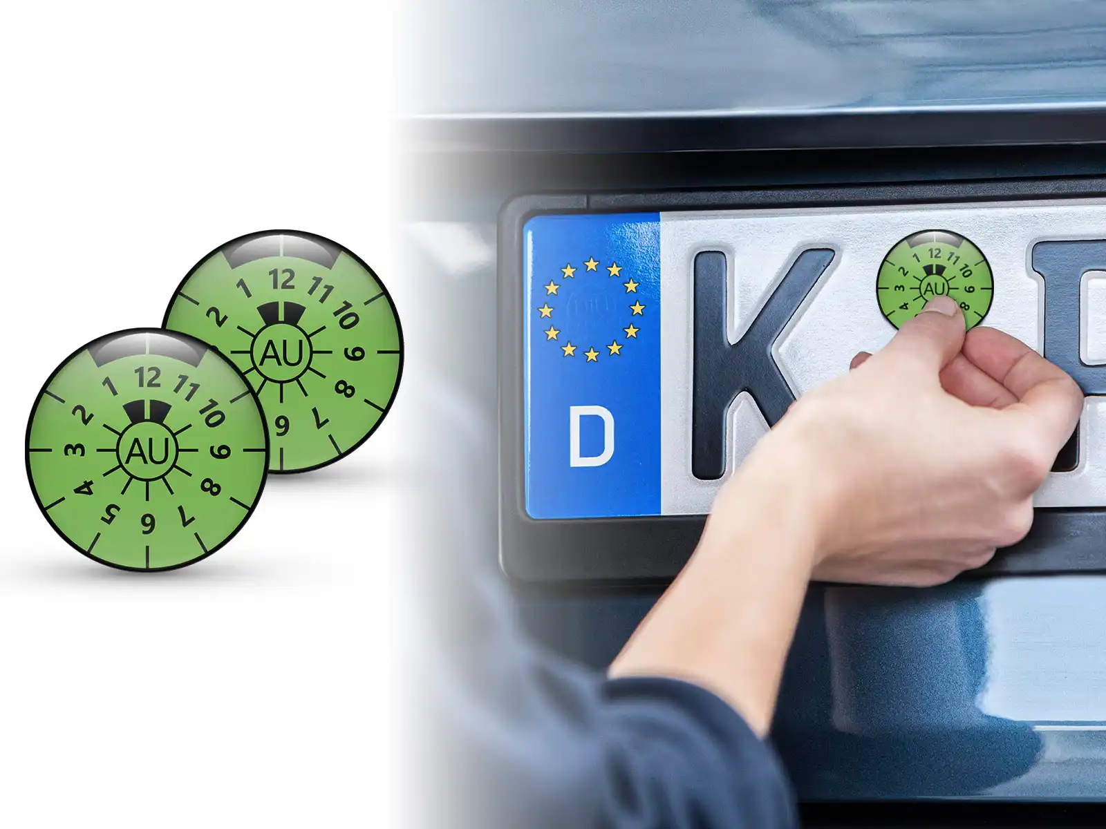 TÜV Plaketten Abgasuntersuchung Nummernschild Grün